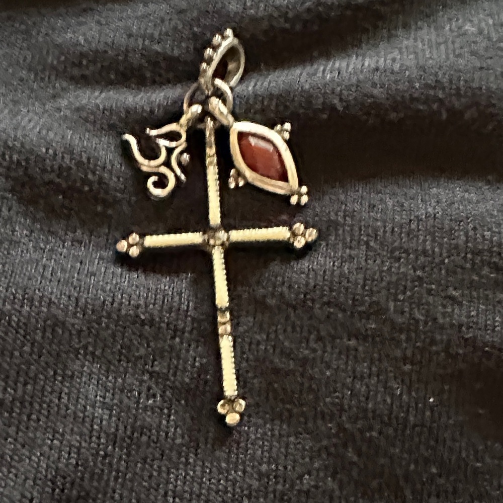 Lucky Brand Silver and Red Cross Necklace